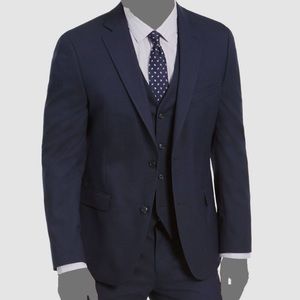 Alfani Solid Navy Suit Jacket